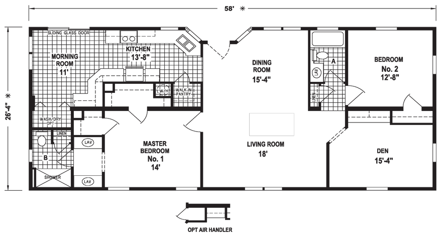 Millbrook 28 X 58 1513 Sqft Mobile Home, House Plans Mobile Al