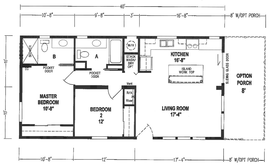Naylor 20 0 X 40 800 Sqft Mobile Home, 16 Wide House Plans