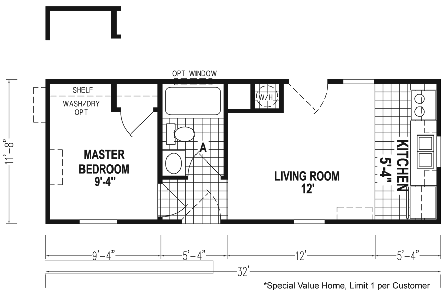 Thrifty 1 12 X 32 377 Sqft Mobile Home Factory Expo Home Centers